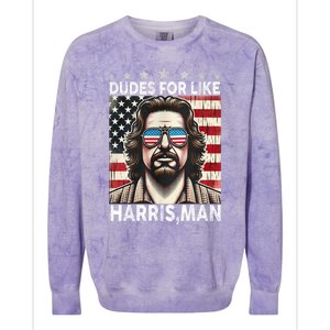 Dudes For Like Harris Man White Dude For Kamala Harris 2024 Colorblast Crewneck Sweatshirt