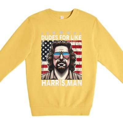 Dudes For Like Harris Man White Dude For Kamala Harris 2024 Premium Crewneck Sweatshirt