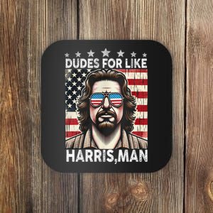 Dudes For Like Harris Man White Dude For Kamala Harris 2024 Coaster