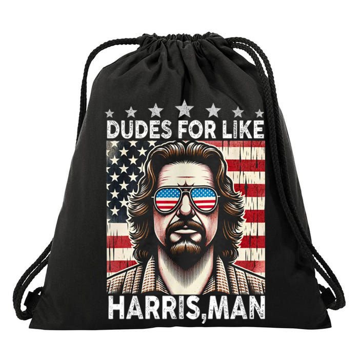 Dudes For Like Harris Man White Dude For Kamala Harris 2024 Drawstring Bag