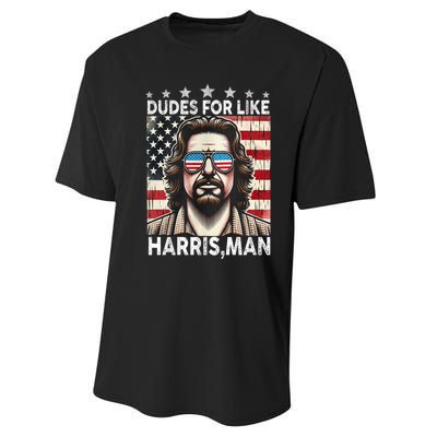 Dudes For Like Harris Man White Dude For Kamala Harris 2024 Performance Sprint T-Shirt