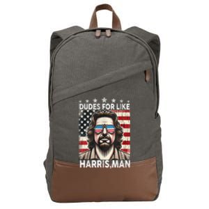 Dudes For Like Harris Man White Dude For Kamala Harris 2024 Cotton Canvas Backpack