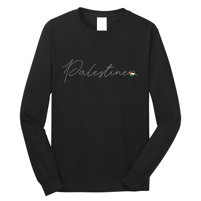 Dawlat Filastin Love Palestinian Flag Heart On Palestine Long Sleeve Shirt