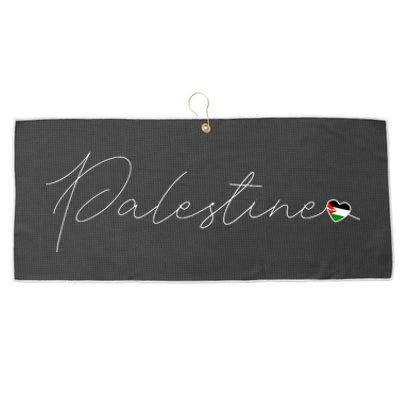 Dawlat Filastin Love Palestinian Flag Heart On Palestine Large Microfiber Waffle Golf Towel