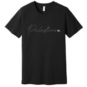 Dawlat Filastin Love Palestinian Flag Heart On Palestine Premium T-Shirt