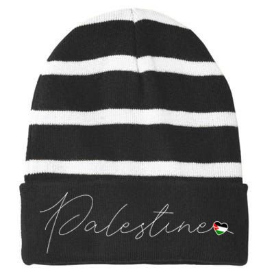 Dawlat Filastin Love Palestinian Flag Heart On Palestine Striped Beanie with Solid Band