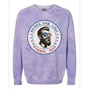 Dudes For Like Harris Man Kamala Harris 2024 Colorblast Crewneck Sweatshirt