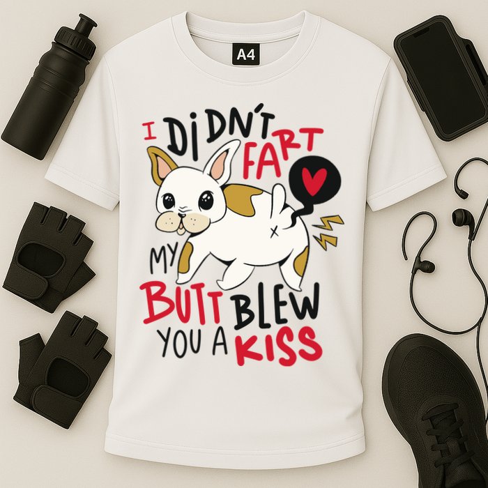 Didn't Fart My Butt Blew You A Kiss Funny Bulldog Cooling Performance Crew T-Shirt