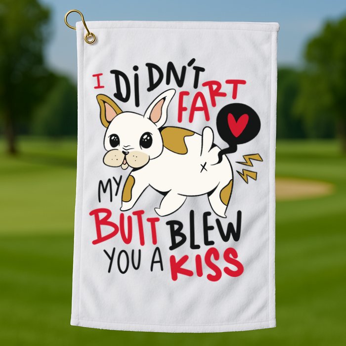 Didn't Fart My Butt Blew You A Kiss Funny Bulldog Golf Towel