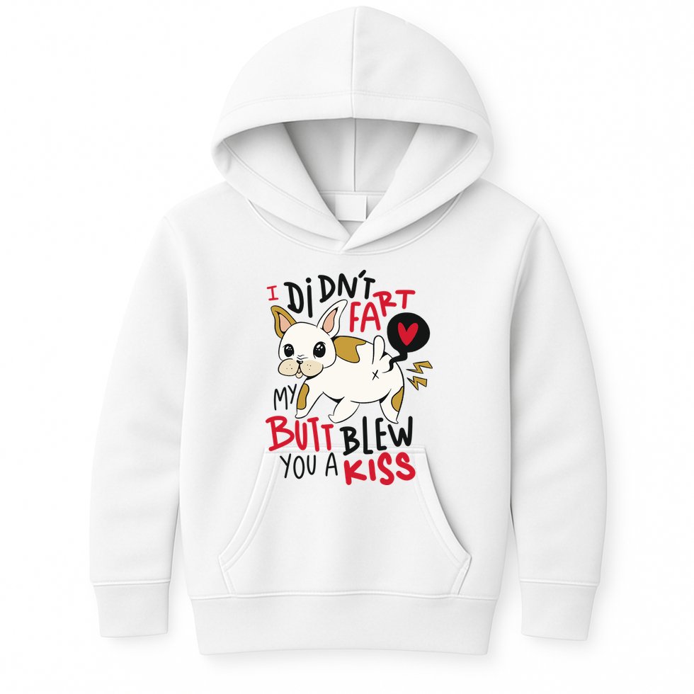 Didn't Fart My Butt Blew You A Kiss Funny Bulldog Kids Hoodie