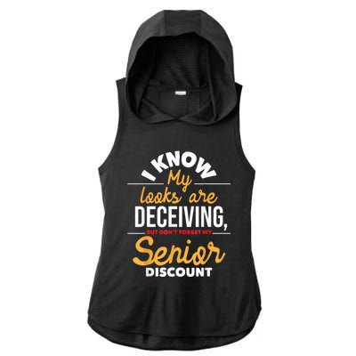 Don't Forget My Senior Discount Old Age Retiree Grandpa Ladies PosiCharge Tri-Blend Wicking Draft Hoodie Tank