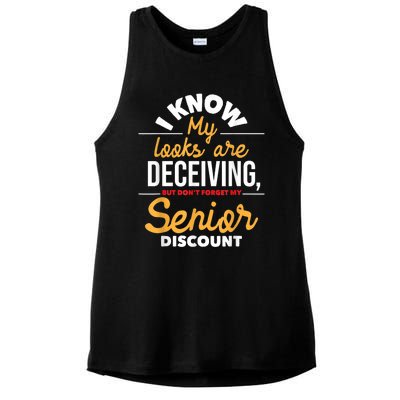 Don't Forget My Senior Discount Old Age Retiree Grandpa Ladies PosiCharge Tri-Blend Wicking Tank