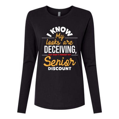 Don't Forget My Senior Discount Old Age Retiree Grandpa Womens Cotton Relaxed Long Sleeve T-Shirt