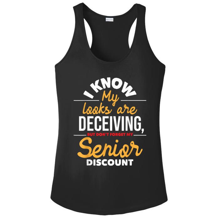 Don't Forget My Senior Discount Old Age Retiree Grandpa Ladies PosiCharge Competitor Racerback Tank