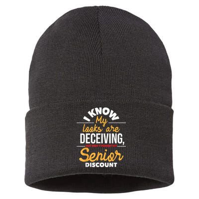 Don't Forget My Senior Discount Old Age Retiree Grandpa Sustainable Knit Beanie