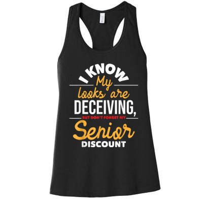 Don't Forget My Senior Discount Old Age Retiree Grandpa Women's Racerback Tank