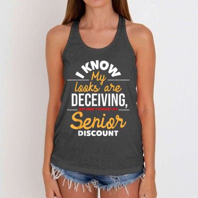 Don't Forget My Senior Discount Old Age Retiree Grandpa Women's Knotted Racerback Tank