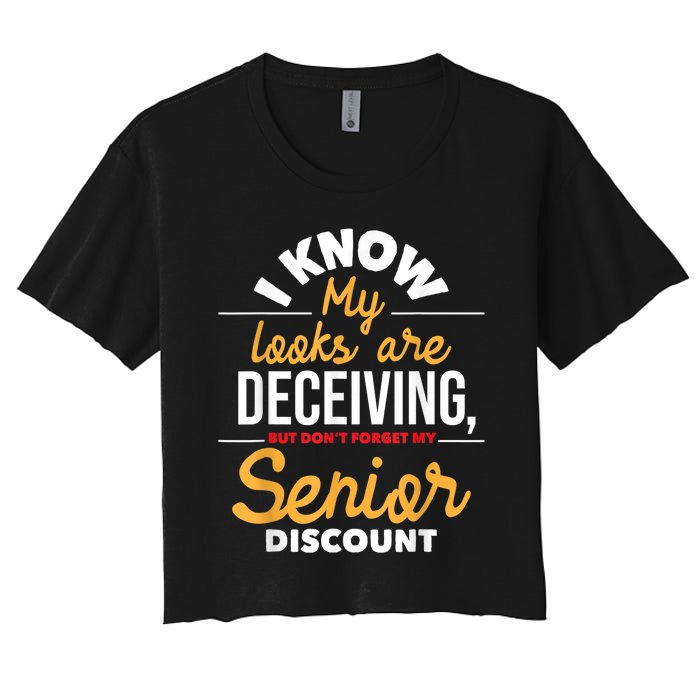 Don't Forget My Senior Discount Old Age Retiree Grandpa Women's Crop Top Tee