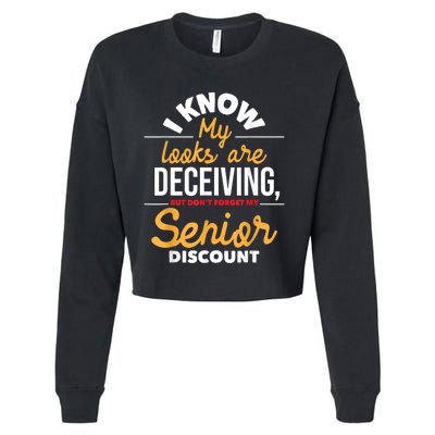 Don't Forget My Senior Discount Old Age Retiree Grandpa Cropped Pullover Crew