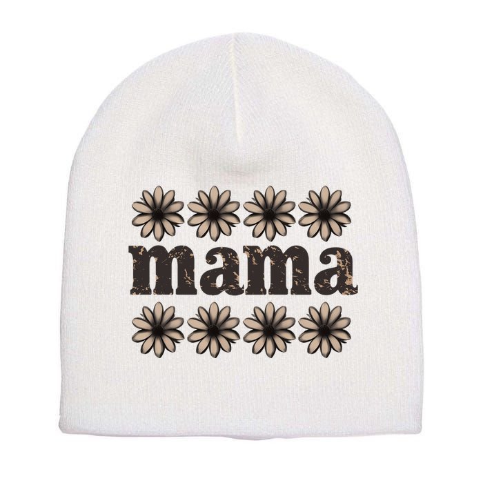 Daisy Floral Mama Mom Mother Family Short Acrylic Beanie