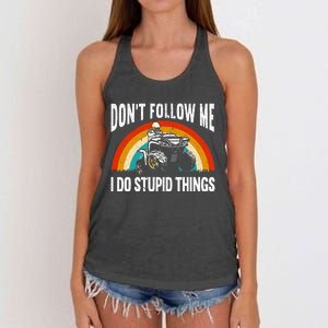 Don't Follow Me I Do Stupid Things ATV Quad Offroading Women's Knotted Racerback Tank