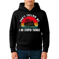 Dont Follow Me. I Do Stupid Things Whitewater Rafting Kids Hoodie