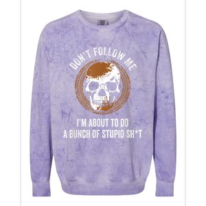 Don't Follow Me I Do Stupid Stuff Mudding ATV Four Wheeler Colorblast Crewneck Sweatshirt