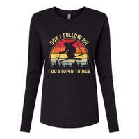 Don't Follow Me I Do Stupid Things Funny Gift For Retro Vintage Skiing Gift Womens Cotton Relaxed Long Sleeve T-Shirt