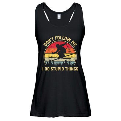 Don't Follow Me I Do Stupid Things Funny Gift For Retro Vintage Skiing Gift Ladies Essential Flowy Tank