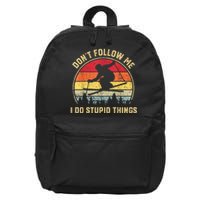 Don't Follow Me I Do Stupid Things Funny Gift For Retro Vintage Skiing Gift 16 in Basic Backpack