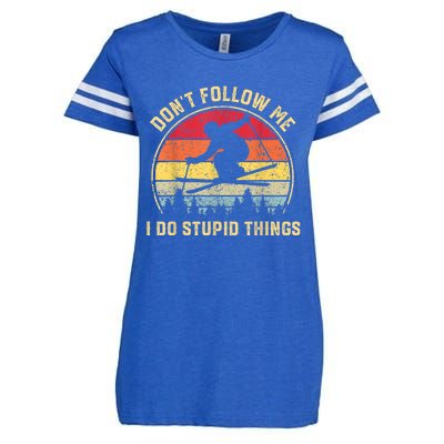 Don't Follow Me I Do Stupid Things Funny Gift For Retro Vintage Skiing Gift Enza Ladies Jersey Football T-Shirt