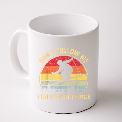 Don't Follow Me I Do Stupid Things Funny Gift For Retro Vintage Skiing Gift Coffee Mug