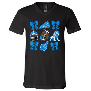 Detroit Fan Mashup Football Cheer V-Neck T-Shirt