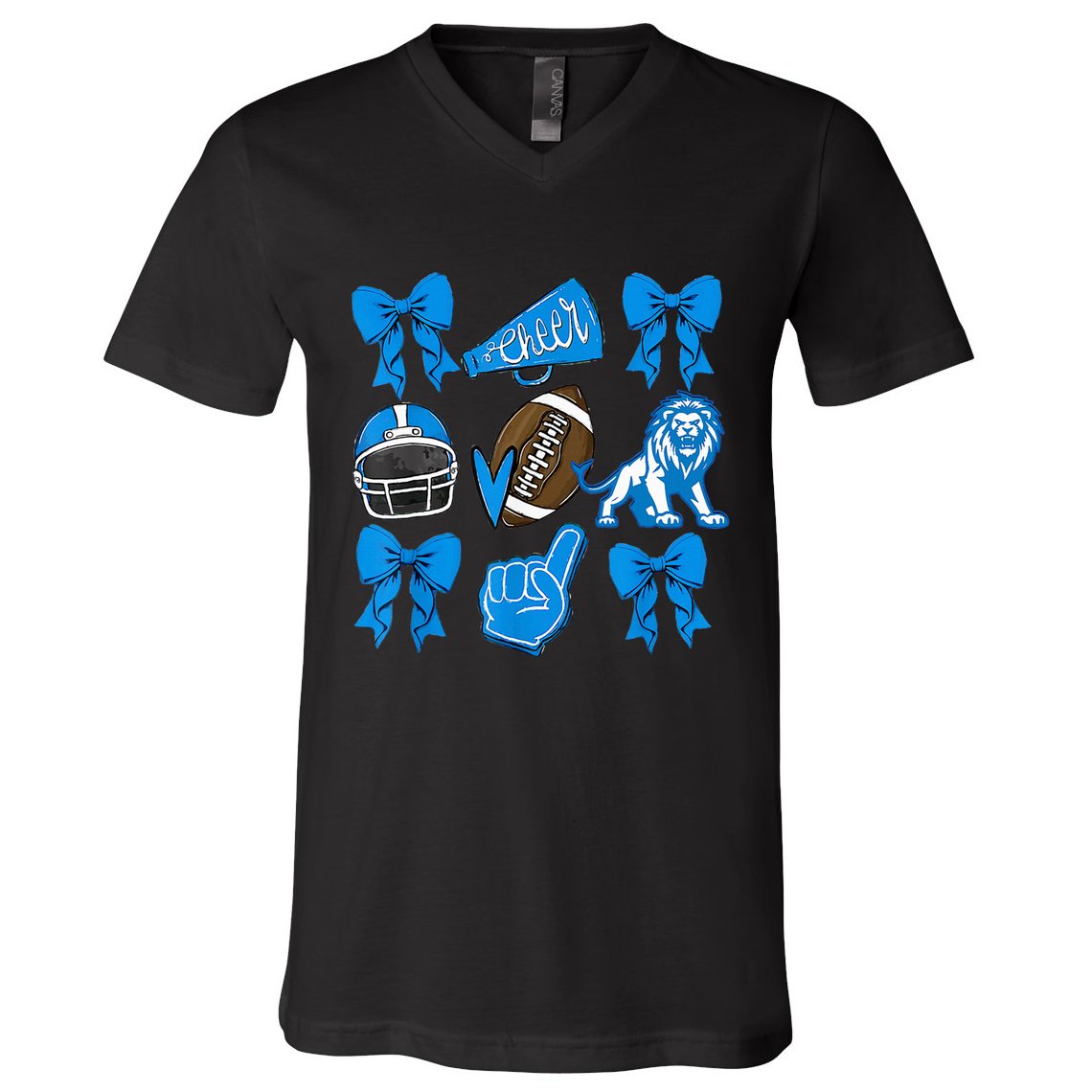 Detroit Fan Mashup Football Cheer V-Neck T-Shirt