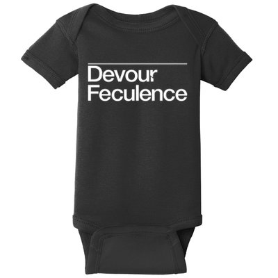 Devour Feculence Milchick Quote Severance Style Graphic  Baby Bodysuit