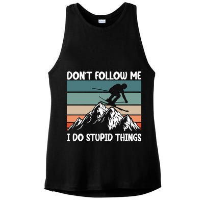 Don't Follow Me I Do Stupid Things Funny Skiing Ladies PosiCharge Tri-Blend Wicking Tank