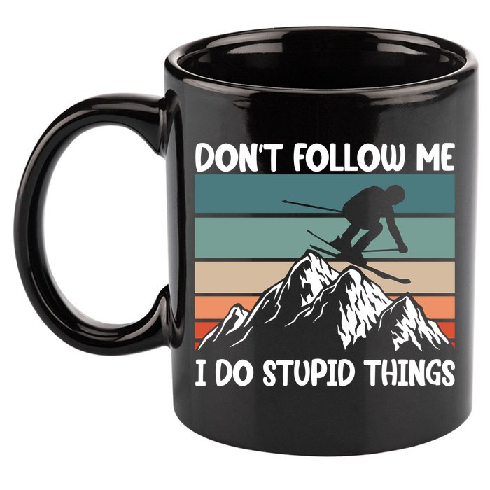 Don't Follow Me I Do Stupid Things Funny Skiing 11oz C Handle Ceramic Mug