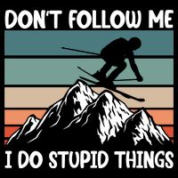 Don't Follow Me I Do Stupid Things Funny Skiing Drawstring Bag