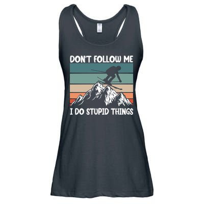 Don't Follow Me I Do Stupid Things Funny Skiing Ladies Essential Flowy Tank