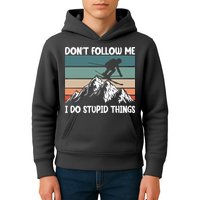 Don't Follow Me I Do Stupid Things Funny Skiing Kids Hoodie