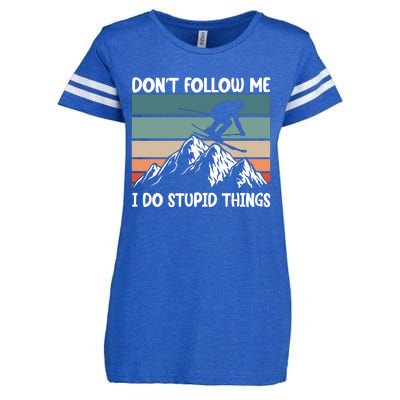 Don't Follow Me I Do Stupid Things Funny Skiing Enza Ladies Jersey Football T-Shirt