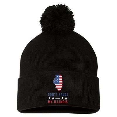 Don't Fauci My Illinois USA Flag American Patriot Funny Pom Pom 12in Knit Beanie