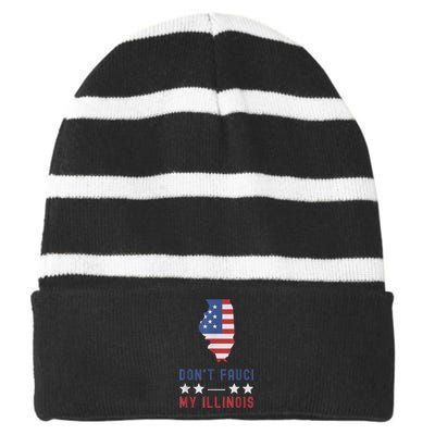 Don't Fauci My Illinois USA Flag American Patriot Funny Striped Beanie with Solid Band