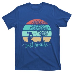 Dandelion Flower Motif Just Meditate And Breathe Mindfulness Gift T-Shirt