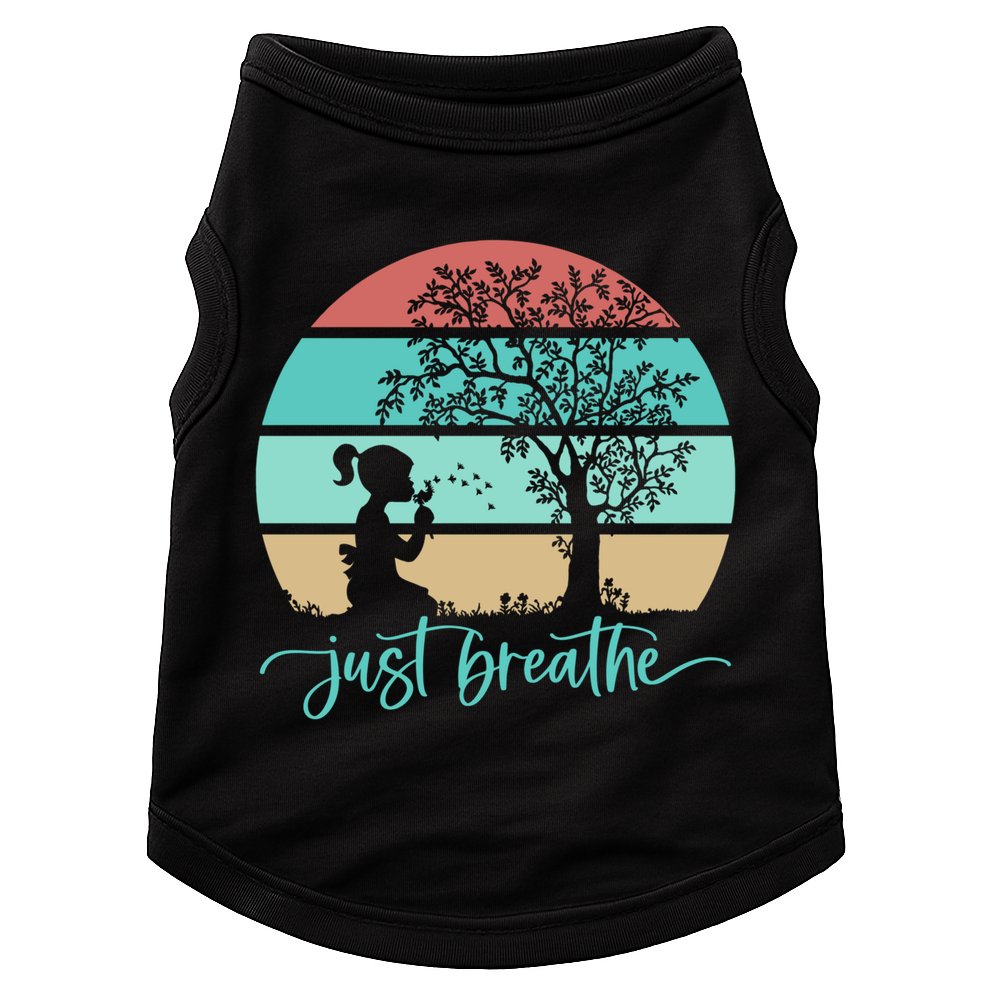 Dandelion Flower Motif Just Meditate And Breathe Mindfulness Gift Doggie Tank