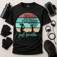 Dandelion Flower Motif Just Meditate And Breathe Mindfulness Gift Cooling Performance Crew T-Shirt