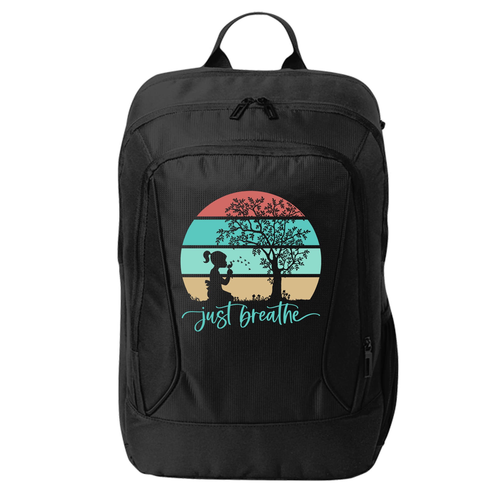 Dandelion Flower Motif Just Meditate And Breathe Mindfulness Gift City Backpack