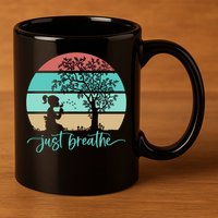 Dandelion Flower Motif Just Meditate And Breathe Mindfulness Gift 11oz C Handle Ceramic Mug