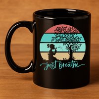 Dandelion Flower Motif Just Meditate And Breathe Mindfulness Gift 11oz C Handle Ceramic Mug