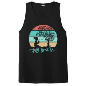 Dandelion Flower Motif Just Meditate And Breathe Mindfulness Gift PosiCharge Competitor Tank